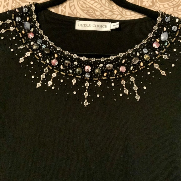 Women’s Black Ornate Sweater Top - Picture 2 of 6